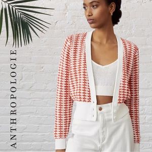 Anthropologie - Maeve Bridget Cardigan Coral & White - Size Medium